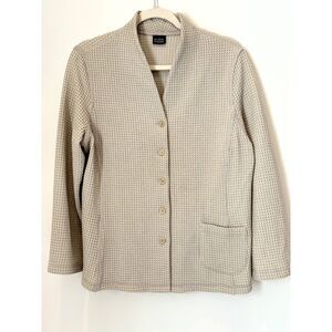 Eileen Fisher Waffle Knit Jacket Size Large-XL timeless Neutral N51